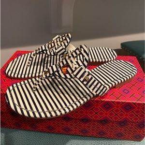 Tory Burch Navy & White Miller Sandals size 7.5